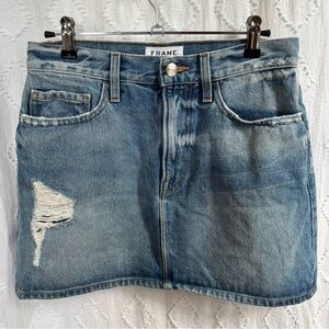 Frame Denim Blue Jeans Mini Skirt